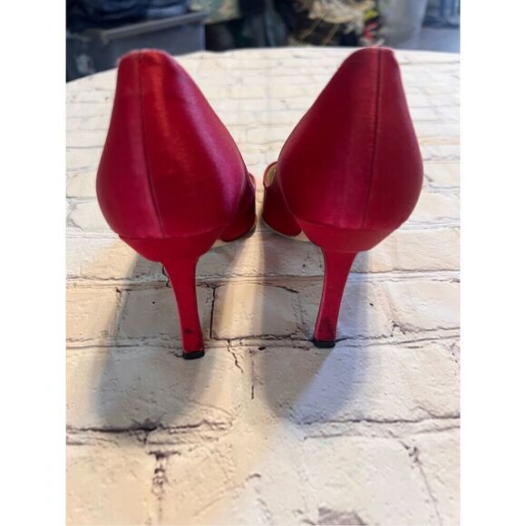 Manolo Blahnik Size 36 Pointed Toe Suede Pump Heels Red Classic Dressy Glam - Picture 11 of 16